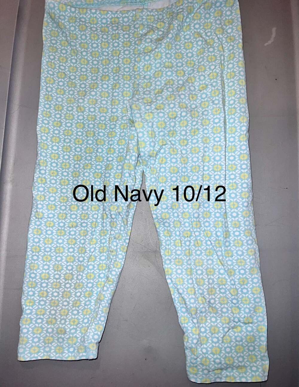 Old Navy Leggings Size 10/12 Blue White Yellow Pattern